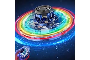 MQVXT Mini Drone Volant Spinner, Jouet Fidget Spiner, Jouet Balle Volante avec lumières LED, Jouet Drone Volant UFO Spin pour Cadeau d'anniversaire de Noël pour garçons et Filles (Bleu)