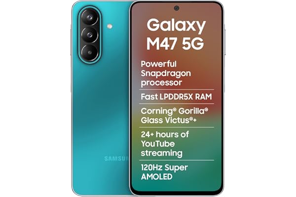 Samsung Galaxy M47 5G (Blaze Blue, 6GB RAM, 128GB Storage)| Powerful Snapdragon Processor| Fast LPDDR5x RAM,UFS 3.1 Storage| 