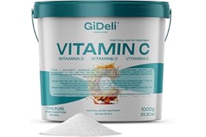 GiDeli Polvo de vitamina C, 1 kg, de alta pureza, para neutralización del cloro, para piscina, spa, jacuzzi, purificador de agua, acuario, agua de estanque