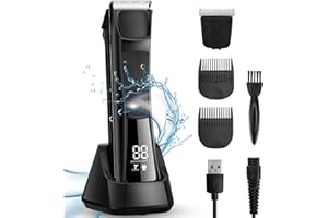 HERSANCE Body Hair Trimmer Men, Ball Trimmer Men Electric Groin Hair Rechargeable Body Groomer with LED Light for Private Parts & Pubic Hair Waterproof Wet and Dry Razor (Due Teste di taglio)
