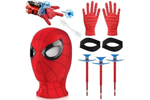 Sdjuifsd 6 Pezzi Maschera Spider, Maschera per Bambini di Spider, Maschere a Tema, Maschere Cosplay, Lanciatore, Freccette, Guanti, Ragazzo, Party di Compleanno, Feste di Ruolo, Natale, Halloween