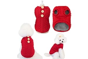 Tineer Perros pequeños Suéteres Chaleco de Lana, Jersey de Punto para Cachorros Suéter Invierno Cálido Ropa para Perros Mascotas Gatos Prendas de Punto Ropa (M, Rojo)