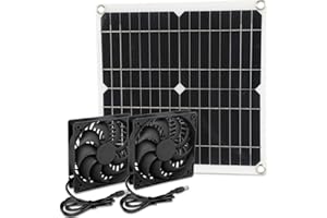 Merautop SJ Ventilatore Alimentato da Pannello Solare da 12 W, Ventilatore Di scarico, Ventilatore Solare per Serra, Riscaldatore per Pollaio, Scarico per Finestre, Capannone