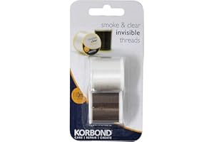 Korbond Set Filo Invisibile Trasparente E Grigio Fumo Filo da 220 m - Rocchetti 2 x 110 m – Si combina con i Colori di Tessuti Chiari e Scuri