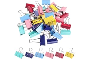 VNDKGN 60PCS Binder Clips,Mini Small Bulldog Foldback Clips for Paper,Colored Metal Clamps for Stationery File Money Paper Office School Home Store Daily Classification Documents Photo Drawing Seal Food,15mm