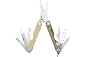 Leatherman Micra - Llavero Multiherramienta de Acero Inoxidable con Tijeras de Resorte y 9 Herramientas, Cappuccino