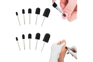 LIANCHEN 10Pcs Outil de Pédicure de Meulage de Tête de Ponçage Tige de ponçage en silicone Bâton de ponçage pour pédicure Compatible avec tous les capuchons de ponçage (5mm+7mm+10mm+13mm+16mm)