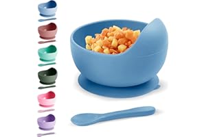 Xabono Baby Plates with Suction BPA Free for Easy to Wash Bowls and Silicone Spoon Ejoyable Desing First Food Plate Bowl (Light Blue) (SBBUK2022)