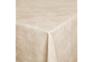 ‎DECOHOMETEXTIL Wachstuch Wachstischdecke Tischdecke Gartentischdecke Breite & Länge wählbar Leicht Marmoriert Beige Creme Eckig 130 x 180 cm abwaschbar