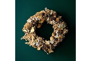 MARCO PAUL INTERIORS Marco Paul - Corona Tradicional rústica Natural perfumada de Navidad decoración Festiva con Conos de Pino Bayas decoración de Pared de Puerta Colgante de Navidad al Aire Libre 24 cm (Naranja)