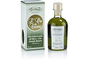 Tartuflanghe - ORO IN CUCINA: OLIO EXTRAV.d'OLIVA con TARTUFO BIANCO in fette (Tuber magnatum Pico) 250ml