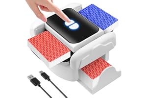 BUKBAS Kartenmischmaschine Elektrische, Automatischer Mischmaschine Karten für 1–2 Decks, One-Press Auto & Manueller Wiederaufladbar 2000mAh, für Poker UNO Poker, Texas Hold Em, Blackjack