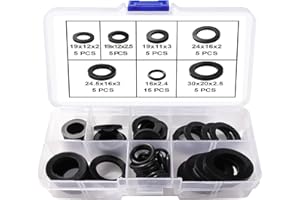 Lyeteung 45 Piezas 1/2 3/4 1 Pulgada Juego de Anillos de Sellado de Grifo, Arandelas de Sellado O Ring, Goma Junta Plana, Arandelas de Cabezal de Ducha, para Mangueras de Grifos de Ducha