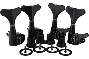 Guyker Guitar Bass Tuners (4 for Right) - 1:17 Ratio Headstock Sealed Tuning Key Pegs Machine Head Replacement for Electric Jazz Bass or Precision Instruments - Black