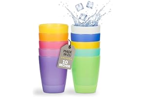 Kigima Plastikbecher 0,24l 10er Set Rainbow – bunte, extra stabile Trinkbecher für Kinder, Partys, Festivals – Mehrweg Kunststoffbecher – Becher aus Plastik – wiederverwendbare Plastik-Becher