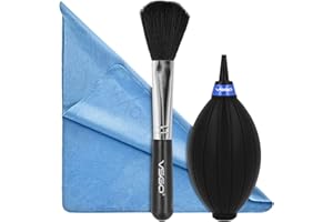 INDOVIS Mini Profi Blasebalg + Reinigungstuch + Reinigungspinsel mit weichen Borsten | Geeignet für Kamera Objektive, Sensoren, Tastatur, Smartphone