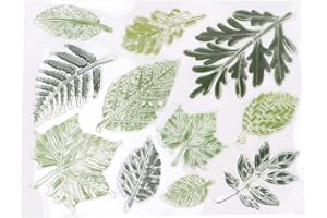 BIITFUU Sellos claros Cuenta de bricolaje Libro de recuerdos Transparente Tema de hoja verde Versátil Sello adhesivo Tarjeta de álbum de fotos Fabricación de arte Decoración