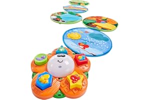 AMINOTER Chicco Tappeto Gioco Bambini Sentiero delle Stagioni, Percorso Sensoriale Elettronico e Gioco a Incastri con 5 Tappetini Morbidi e Fiore Centrale con Suoni e Luci - Giochi Neonato e Bambini 9+ Mesi