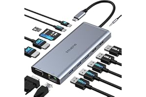 ZMUIPNG Docking Station Dual Monitor for Dell HP, Thunderbolt 3/4 Dock USB C Hub Multiport Adapter Triple Monitor to 2 HDMI 4K,VGA,Ethernet,5 USB,PD,SD/TF,3.5MM for Lenovo,Surface,MacBook Laptops