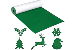 Wzone 31×200cm Feutrine Autocollante, Vert Rouleau Feutrine Adhésives, 1mm D'éPaisseur Tissu Autocollant Reparation, Feutrine pour Boîte - Cadeau, Cadre Photo, Chaise et Canapé, etc