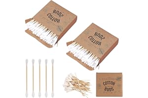 CEZKFH 200 Stücke Weiß Wattestäbchen Bambus,Mit Weichen Spitzen Aus Natürlicher Baumwolle 100% Biologisch Abbaubar Umweltfreundliche Wattestäbchen Kompostierbar Und Kunststofffrei