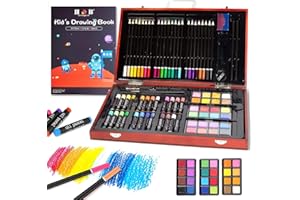 H & B Art Set for Teens Kids Art Set 82-Piece with Drawing Books in Wooden Box Drawing Colored Pencils Painting Art & Craft Supplies Adults/Gift