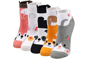 PUTUO Chaussettes Fantaisie Femme Chaussettes Animaux, Femme Chaussettes en Coton Fille Chaussettes Mignonnes Socquettes Doux, EU 37-43