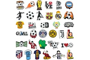 Bettinay 34 PCS Football Charms for Crocs Jibbitz Shoe, Pvc Shoe Accessories for Croc Charms