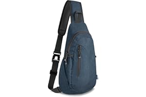 TITECOUGO Canvas Small Sling Bag Lightweight Crossbody Bag for Women Rucksack for Men Running Backpack Travel Chest Pack Shoulder Daypack for Hiking Outdoor Gym Work Sports Dark Blue