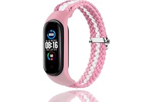 Keecuty Nylonowy pasek do zegarka Mi Band 6/5/4/3 Miękka nylonowa pleciona elastyczna tkanina opaski sportowe elastyczne oddychające rozszerzalny pasek do zegarka dla Mi Band 6/5/4/3
