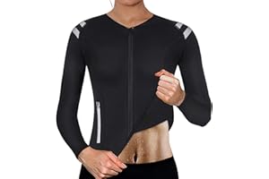 CHUMIAN Debardeur de Sudation Gaine Minceur Femme Zip Manches Longues Gaine Amincissant Néoprène Sauna Transpiration Shaper pour Sport Fitness