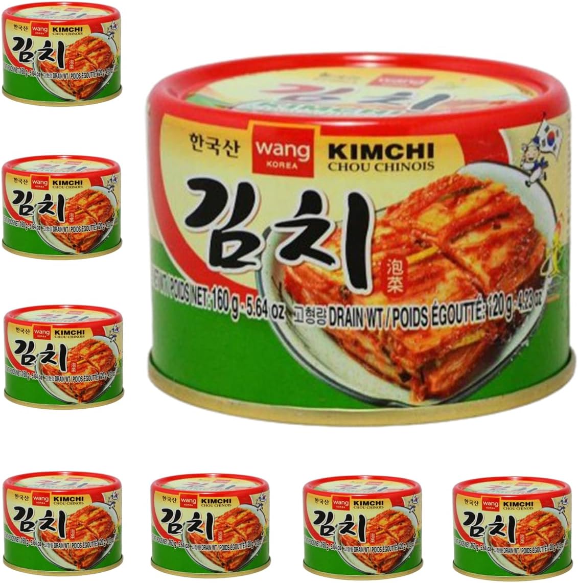 YIJIA | Kimchi Coreano Lata 160g - Una Delicia Fermentada Vegana y sin Gluten (8 Unidad)