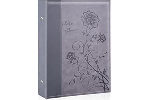 Miaikoe Fotoalbum 10x15 300 Fotos Slip in, große Kapazität Leder Cover Bilderalben hält 300 horizontale 10x15cm Landschaftsfotos für Hochzeit Familie (Grau)