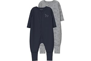 Name it baby herr Nbmnightsuit 2P Zip Ff Grey Dino Noos (2-pack), Grå melange, 98