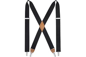 HISDERN Men's Braces with Very Strong 4 Clips Heavy Duty Suspenders X Style Adjustable Suspender