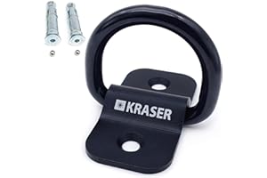 KRASER KR802 Anclaje Suelo Moto con Anilla Basculante ø14, Compacto y Robusto de Acero, Tacos Alta Seguridad Expansivos, Antirrobo Seguridad Fijacion Pared Universal para Anclar Moto Bicicleta Parking