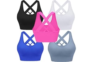 Leversic Sujetador Deportivo de Iimpacto Medio para Mujer Sin Aros con Relleno Extraíble con Espalda Cruzada para Yoga