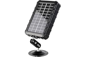 XTU Panneau solaire, DC 6V-12V 1,5A, avec prise d'alimentation 3,5 mm x 1,35 mm, batterie rechargeable intégrée 2200 mAh IP66 étanche, accessoire de piège à camera de chasse