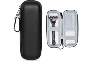 HunDun PU-Tasche für Gillette Fusion 5, ProGlide und Mach3 Nassrasierer – Wasserdichtes, tragbares Reiseetui mit Karabiner