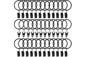 Bosdontek 40 Stück Vorhang Clip Gardinenstange 32mm Vorhang Clips Überzug Prozess Vorhang Ringe mit Clips Vorhang Haken Geeignet für Metallstange mit Durchmesser (Schwarz)