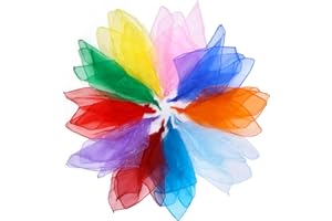 Yulado Chiffontücher Jongliertücher, 30 Stück Bunte Tücher für Kindergarten, Gymnastik, Geschicklichkeit, 10 Farben 60 x 60cm, Musikbewegung Square Tanz Seidentücher Baby