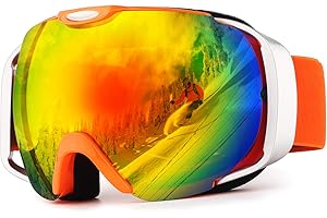 HuoBi Ski Goggles,Snow Sports Goggles Outdoor Ski Goggles,Windproof and Anti-Fog Snowboard Goggles 100% UV Protection,for Bikes Motorbikes Skiing etc,for Men Women Teenagers