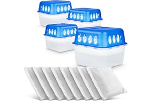 KOOPMANN 4X Luftentfeuchter Raumentfeuchter Set mit 8x 400g Nachfüll-Beutel Granulat – Effektiver Feuchtigkeits-Stopper ohne Strom, Schimmel- und Geruchsschutz für Räume bis 40m² (4 Sets + 8 Nachfüller)