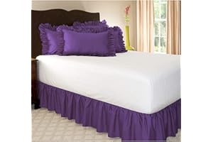 Surwin Betthusse Ruffle Bettrock Rüschen, Elastischer Bett Rock Bettvolant Gerüschter Bed Skirt Wrap Around Bettrock Husse Röcke Keine Bettoberfläche Bett Bettgestein (180x200x45cm,Lila)