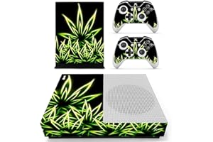 DOTBUY Xbox One S Autocollant Console Decal Vinyl Skin Sticker + 2 Autocollant Manette + 1 Autocollant Kinect Set (Fluorescence Leaves)