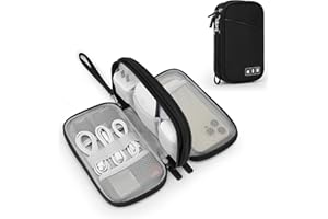 Anywest Reise Zubehör Organizer Tasche, Wasserdicht Reisekabel Organizer Doppelschicht Reise Elektronik Zubehör für USB Powerbank, Kabel, SD Karte (Schwarz), S-040403