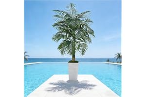 TXABL Golden Cane Artificial Palm Tree 6FT Artificial Plants Indoor Tree with White Planter, Tall Fake Tropical Paradise Palm Trees for Living Room Patio Poolside Office Home Decor