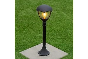 CGC Lighting Black Curved Post Bollard Coach Lantern Outdoor Garden Light Porch Patio Garden Contemporary Vintage