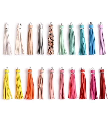 30 Pompons En Cuir Avec Capuchon Argenté - DIY Bijoux, Porte-Clés, Déco - Blanc