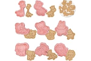 Honicemar Set di Formine per Biscotti a Forma di Animali 3D Tagliabiscotti Plastica Stampi 8 pezzi Formine Biscotti Bambini per Decorare Biscotto Dolci Torta
